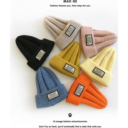 2020 Winter Warm Baby Kids Hats for Boys Girls Knitted Skullies Beanies Fashion Casual Letter Children Hats and Caps Accessories