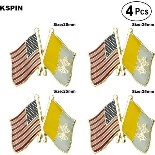 U.S.A. & Vatican Friendship Flag Pin Lapel Pin Badge Brooch Icons 4pcs