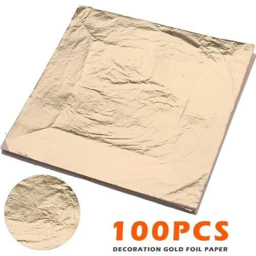 100 Sheets Shiny Gold Leaf for Gilding Funiture Lines Wall Crafts Handicrafts Gilding Craft Home Decoration Golden Glitter Paper