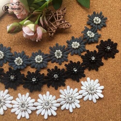 2Yards/lot New fashion Flower Handmade Beaded Embroidered Lace Edge Trim Ribbon Applique Dress DIY Sewing Craft RS2184