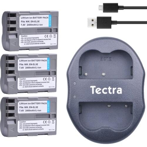 3Pcs Replacement EN-EL3e ENEL3e Camera Battery+USB Dual Charger for Nikon D50 D70 D70s D80 D90 D100 D200 D300 D300S