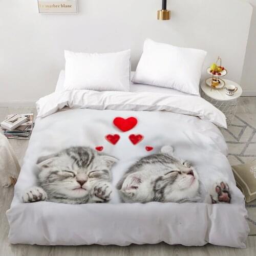 3D Duvet cover Quilt/Blanket/Comfortable Case Luxury Bedding 135 140x200 150x200 200x220 for Home animal Cat Cute love