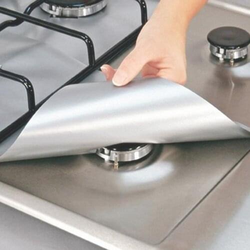 4pcs/lot Foil Gas Hob Protector Liner Pad Reusable Non Stick Dishwasher Mats Tableware Padding Mat