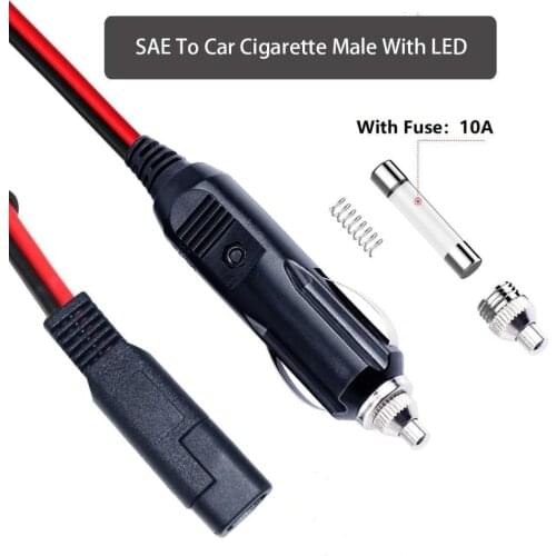 5FT 12V Car Cigarette Lighter Male Plug to SAE Cable 10A Heavy Duty Cord with SAE Connector Leads 1.5meter
