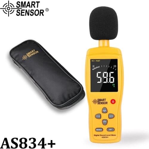 Digital Sound Noise Level Meter Decibel Detector Pressure Level Tester Color LCD Display 30~130 dBA/35~130dBC db Meter AS834