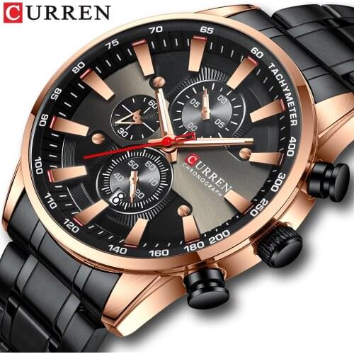 CURREN New Fashion Mens Watches Top Brand Luxury Blue Watch Stainless Steel Sport Waterproof Quartz Watch Men Reloj Hombre
