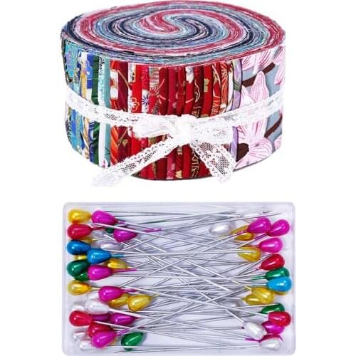 Dailylike 140Pcs Jelly Rolls Strips Fabric Cotton Quilting Craft Bundle Quilting Fabric Patchwork+Dressmaking Quilting Pins