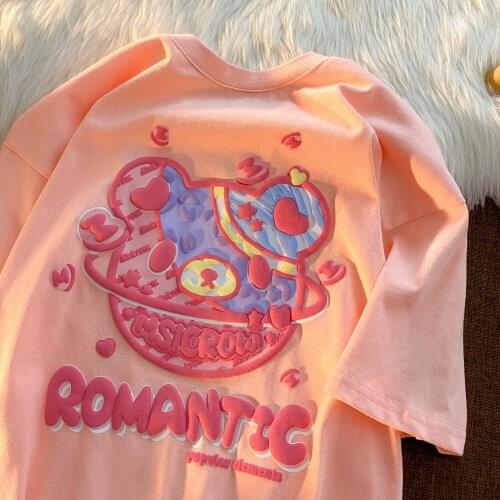 Womens Loose T-shirt Short Sleeve Summer Design Sense Niche Girlfriends Clothes New Lovers Outfit