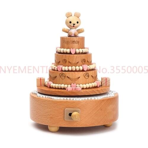 Carousel Musical Boxes Wooden Music Box Wood Crafts Retro Birthday Gift Vintage Home Decoration Accessories 20pcs
