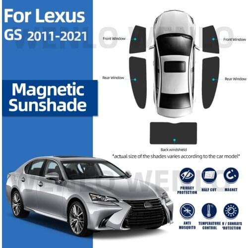 For Lexus GS300 GS350 2011-2021 Magnetic Curtain Sun Visor Protective Sunshade Nylon Net Car Cover Windshield Mesh Window Shade