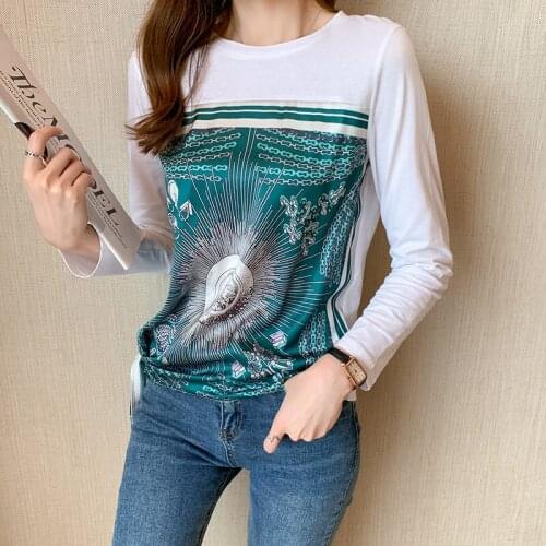 Fashion Womens Tshirt Casual Tops printing T Shirt Basic bottoming shirts Ladies o-neck Long Sleeve Tee Shirt