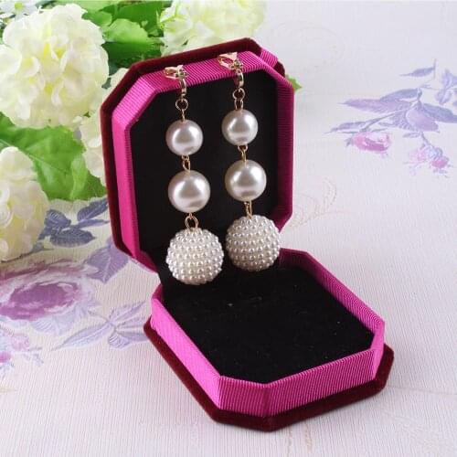 Trendy Elegant Created Big Simulated Pearl Long Clip on Earrings Pearls String Statement Clip Earrings For Wedding Party Gift