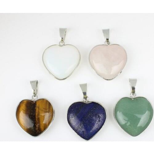Natural Gem Colored Heart-shaped Mens and Womens Pendants Jewellery DIY Necklace Earrings Jewelry Accessories New Year Gift