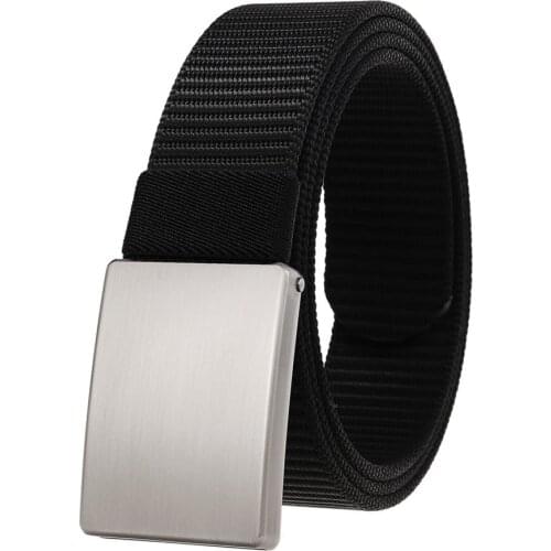 Mens Belt Toothless Non-Porous Belt Automatic Buckle Casual Belt Nylon Belt Leather Strap Width:3.4cm