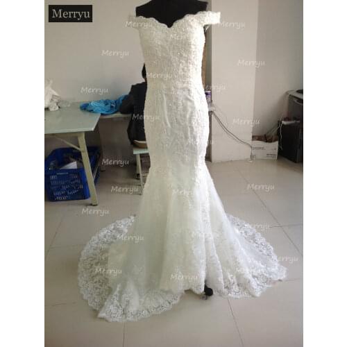 Custom Made Lace Mermaid Wedding Dresses Applique Wedding Gowns vestidos de novia Beaded Bridal Dresses