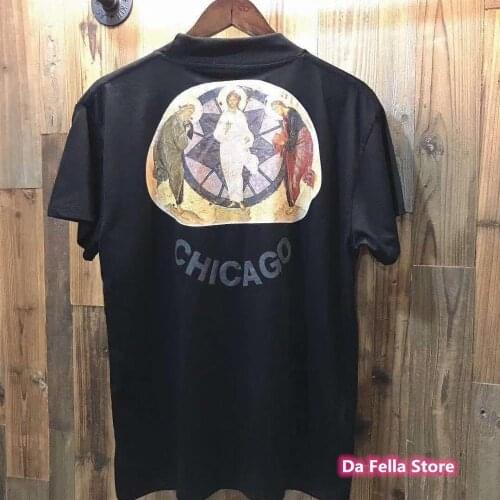 2020 New Jesus is king T-shirts CHICAGO Series Jesus oil painting Logo Print Kanye West Tee Men Women High Quality Cotton Tops