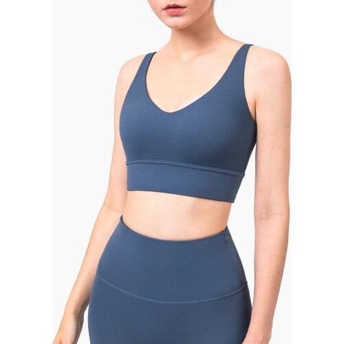 2021 New Style Skin-Friendly Nude Sports Bra Beautiful Back Charm Deep V Gathered Yoga Underwear Fitness Vest