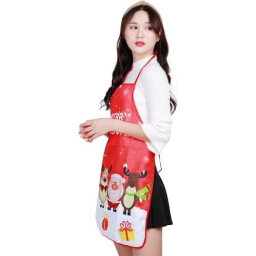 2021New Santa Claus Christmas Apron Xmas Decor Year Cristmas Gift Kitchen Baking Cooking Accessories Bib Aprons TXTB1