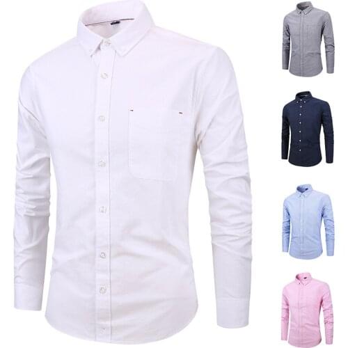 Autumn New Style Shirts Cotton Japanese Oxford Textile Men Clothes Simple Men Long Sleeve Shirt Business Casual Men Shirt