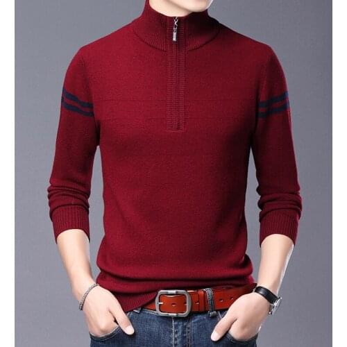 New Arrival Winter Pure 100% Wool Sweater Fashion Design Zipper Jumper Male Warm Thick Sweaters Pullover High Quality
