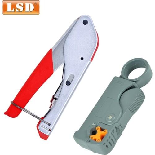 New Multi Compression coaxial cable crimping tool F Rg6 Rg58 Rg59 Connectors Coax Crimper Coaxial Cable Stripper