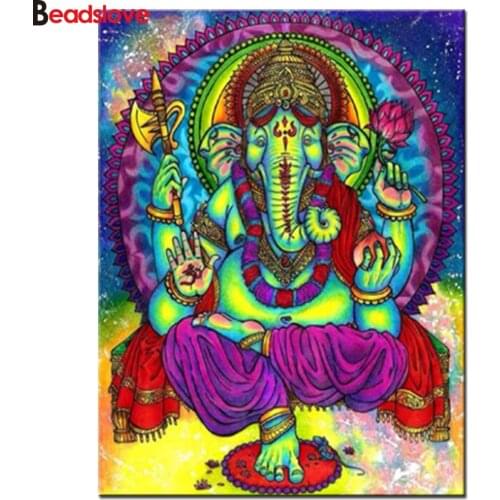 Full square round drill 5d diamond painting ganesha hindu god diamond mosaic cross stitch diy diamond embroidery Religious icon