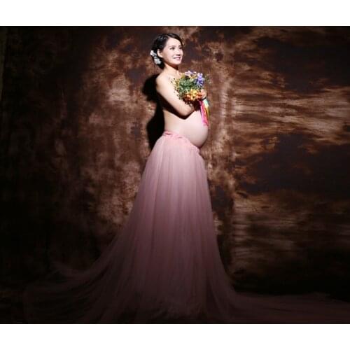 Pink Long maternity dresses for photo shoot tutu summer photography props tulle pregnancy woman photo shoot clothes plus size