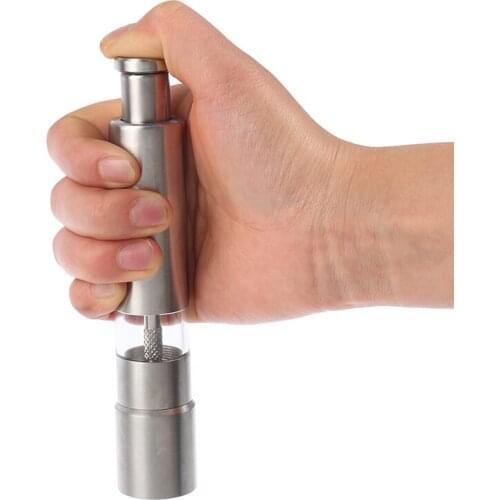 Manual Salt And PepperGrinder Set Thumb Push Pepper Mill Stainless SteelGrinders