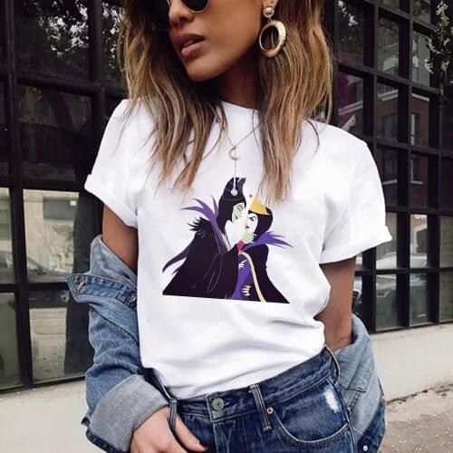 T-Shirt Disney Maleficent Villains Bad Girl Villains Aesthetic Clothes Womens Tee Shirt Summer Fashion Short Sleeve 90S Urban