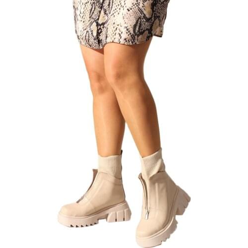 2021 Winter New Season Women Stretch Boots Thermo Orthopedic Sole 6 Cm Warm Zipper Detail Stylish Non-Slip Sole Turkey Elegant