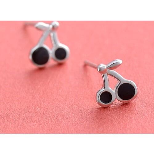 925 Sterling Silver Black cherry Earrings For Women Trend Personality Lady Fashion Jewelry