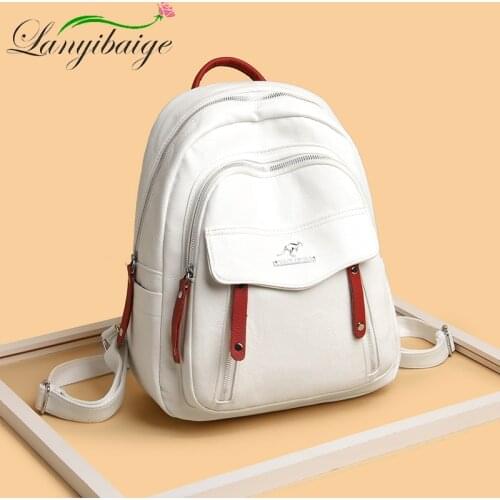 2021 Female Designer Backpack Casual Fashion Women Leather Backpack Female Shoulder Bag Sac High Quality Travel Back Pack