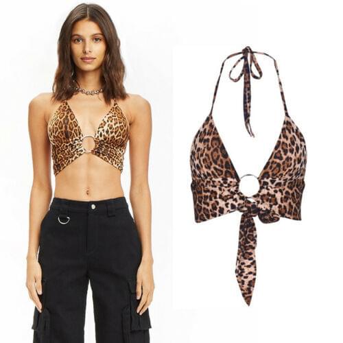 Women Casual Vest Sexy Leopard Camisole Crop Top T Shirt Cami Leopard Club Grils Clothes