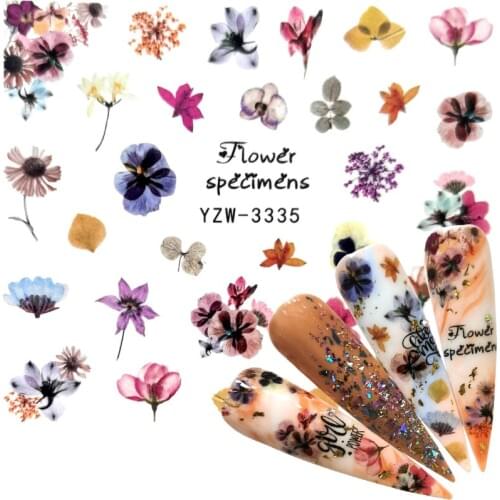 YZWLE 1 PC Fall Leaves Nail Art Stickers Yellow Maple Leaf/Flower Water Decals Sliders Foil Autumn Design For Nail Manicure