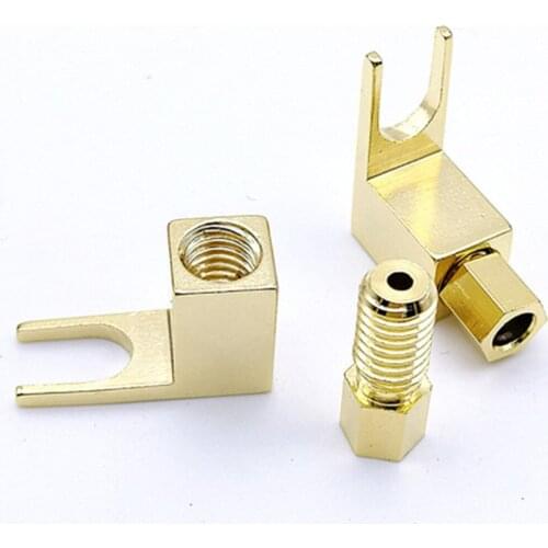 2.2x0.8x0.6cm/0.87x0.31x0.24inch Banana to Spade Adapter Plugs Y Type Speaker Cable Connector Banana Socket HiFi Connector
