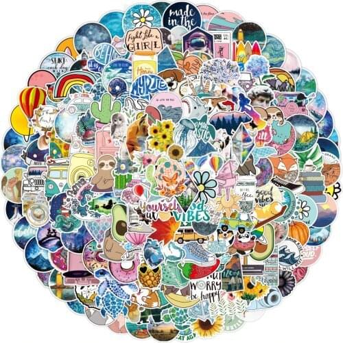 200PCS New Small Fresh Graffiti Stickers Waterproof Trolley Luggage Cup Aesthetic Graffiti VSCO Decorative Sticker Decals