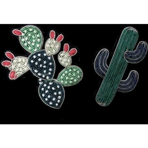 2017 DIY New High quality 3D Hand embroidered badges Cactus Armband applique for Coat Trousers Bag Brooch