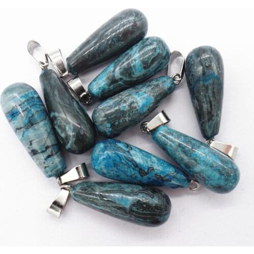 50Pcs 25x10mm Wholesale Blue Crazy Lace Agate Teardrop Pendant Bead DIY Earrings Handmade Jewelry Accessories S661