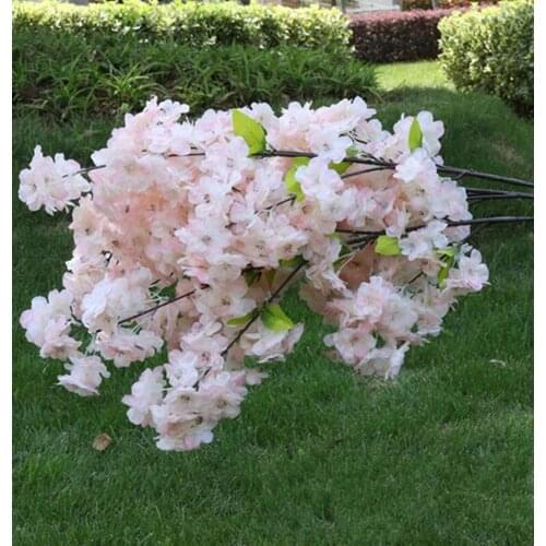 50p Fake Cherry Blossom Flower Branch Begonia Sakura Tree Stem for Event Wedding Tree Deco Artificial Decorative Flowers#391