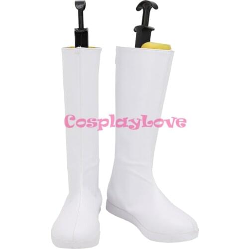 Vegeta White Shoes Cosplay Long Boots Leather Custom Made For Party Christmas Halloween