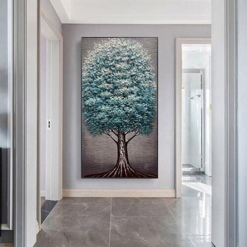 Large Canvas Painting Abstract Fortune Tree Picture Hand Painted Home Decor Modern Wall Art Abstract Art On The Wall Decoration