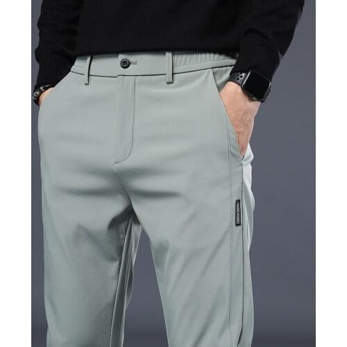 2021 Summer Pants Mens Stretch Korean Casual Slim Fit Elastic Waist Jogger Business Classic Trousers Male Thin Pants 28-38