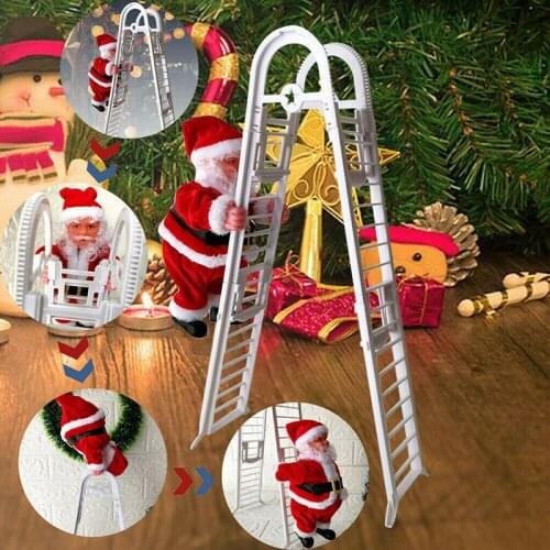 2021 Electric Climbing Ladder Christmas gifts for children climbing Santa Claus Doll Kid Gift Music Toy home Xmas Decoration