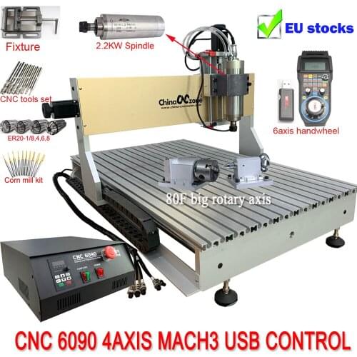 CNC 6090 router 2.2kw 4axis Machine USB Mach3 CNC Milling Metal Carving Machine Wood Metal Aluminum Cutting Engraving Machine