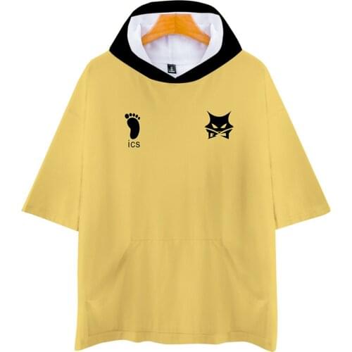 Haikyuu T Shirt Japanese Anime Kuroo Oya Oya Oya Tops Men Summer Top Cartoon Hooded T-shirt Karasuno Kawaii Fly High Streetwear