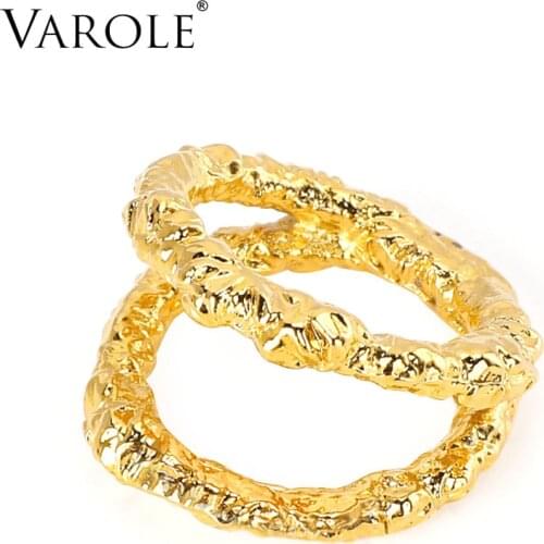 VAROLE Punk Minimalist Double Lines Ring Geometric Gold Color Rings For Women Fashion Jewelry Accessories Anillos Mujer