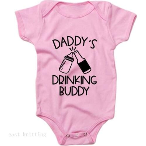 Newborn Infant Baby Boys Girls Short Sleeve Romper Jumpsuit Casual Kids Clothes Daddys Drinking Buddy Print Summer Outwear