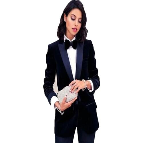 Navy Velvet Womens Suit Female Business Women Pantsuits Blazer Trouser Tuxedos Suits for Women Blazer Pants Womens Costumes