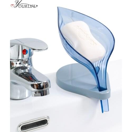OYOURLIFE Creative Bathroom Leaf Soap Box Non-slip Drain Soap Holder Multi-function Sink Sponge Soap Tray Bathroom Accessories