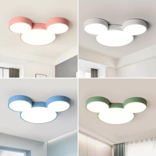 Colorful Mickey Chandeliers Lustre Luminaria Ultra Thin Modern Led Chandelier Ceiling Lamp Fixtures For Kids Room Bedroom WF1110